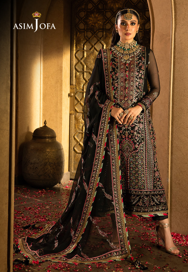 Asim Jofa 3 Piece Custom Stitched Suit - Black - LB285014