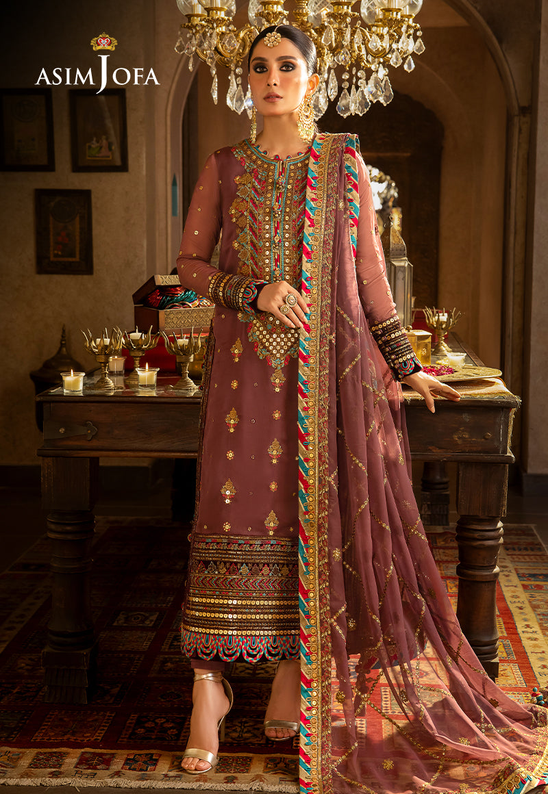 Asim Jofa 3 Piece Custom Stitched Suit - Purple - LB285012