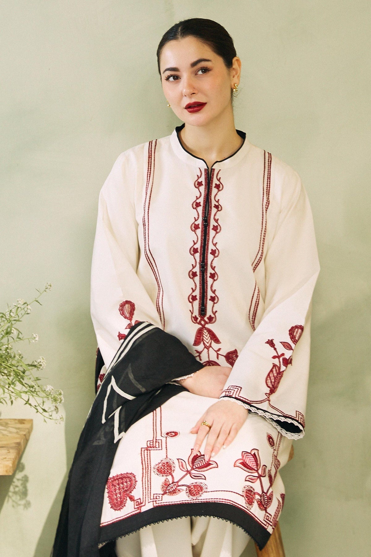 Zara Shahjahan 3 Piece Custom Stitched Suit - Off-White - LB285835