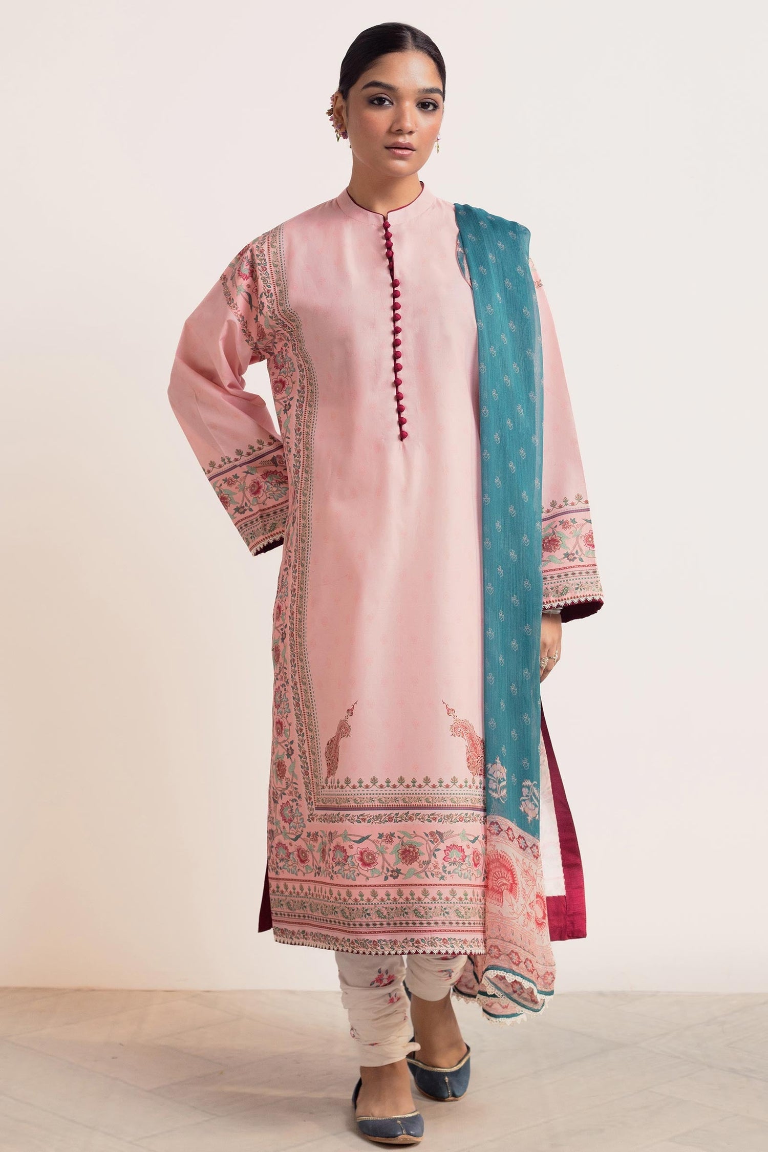 Zara Shahjahan 3 Piece Custom Stitched Suit - Pink - LB285759