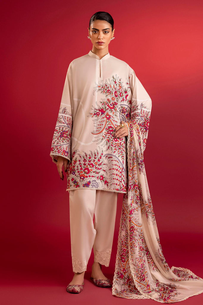 Sana Safinaz 3 Piece Custom Stitched Suit - Beige - LB31127