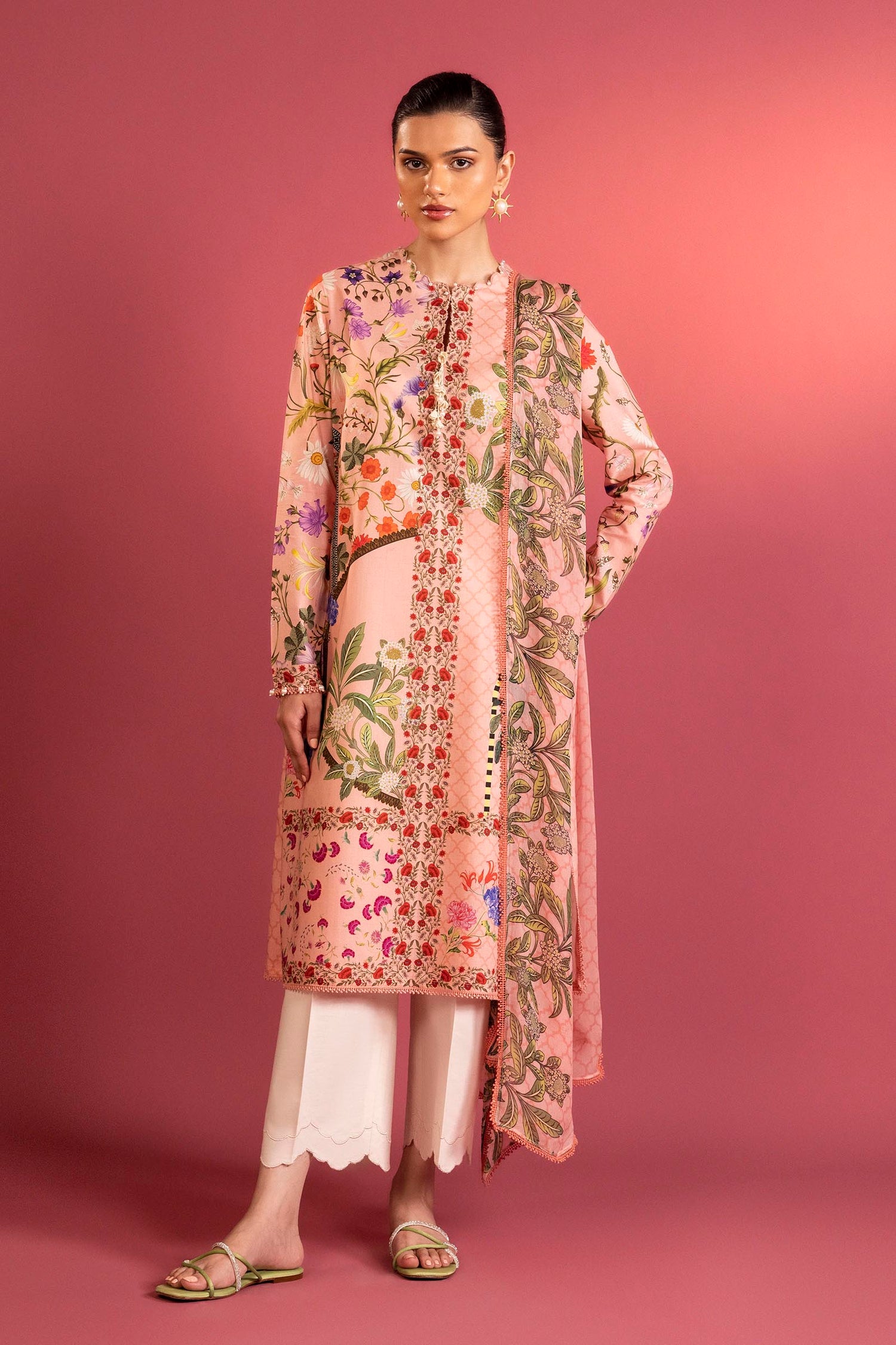 Sana Safinaz 2 Piece Custom Stitched Suit - Pink - LB31131