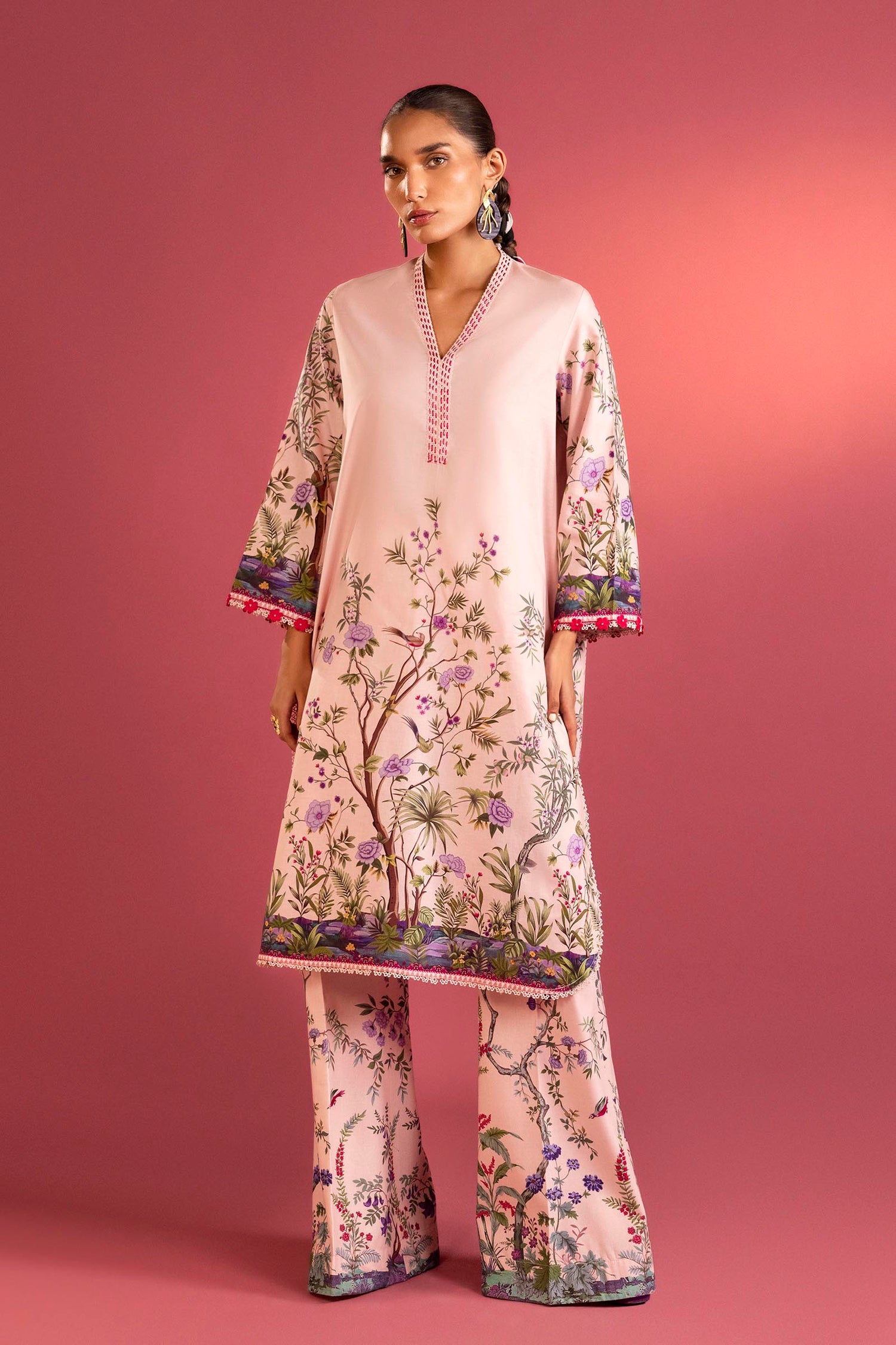 Sana Safinaz 2 Piece Custom Stitched Suit - Pink - LB31135