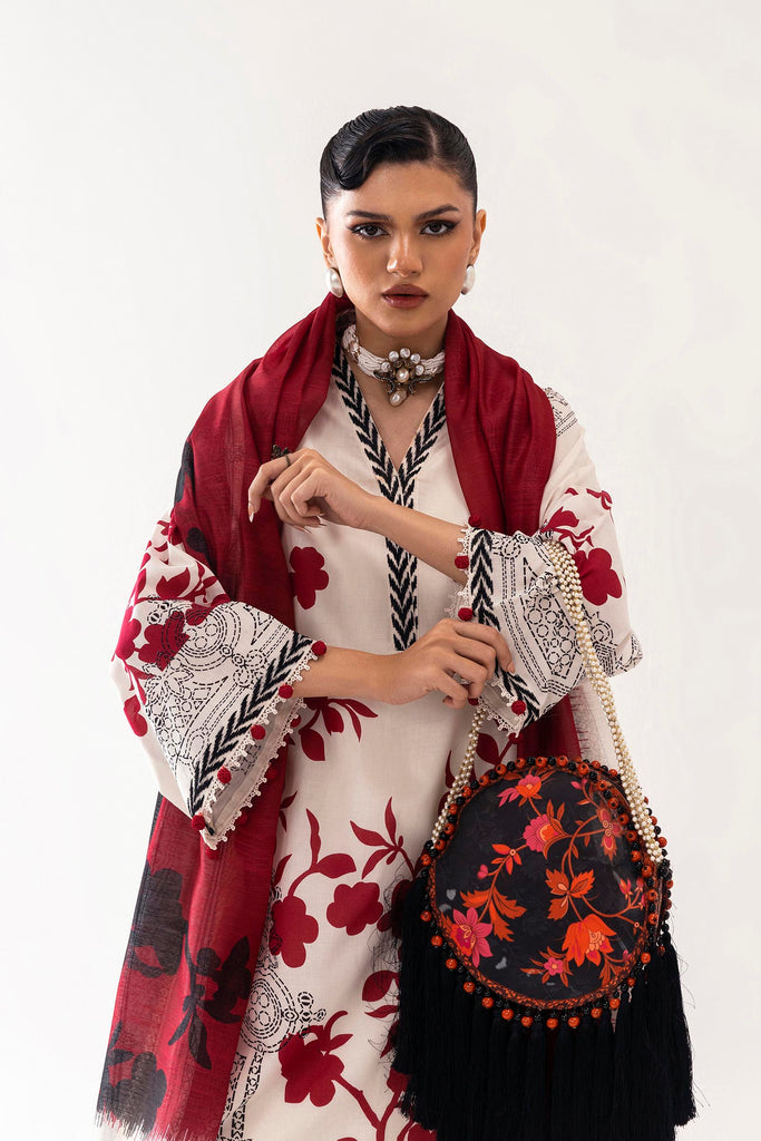 Sana Safinaz 3 Piece Custom Stitched Suit - Off-White - LB31121