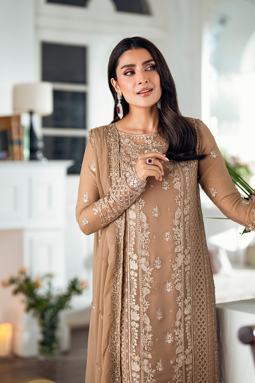 Azure 3 Piece Custom Stitched Suit - Beige - LB29730