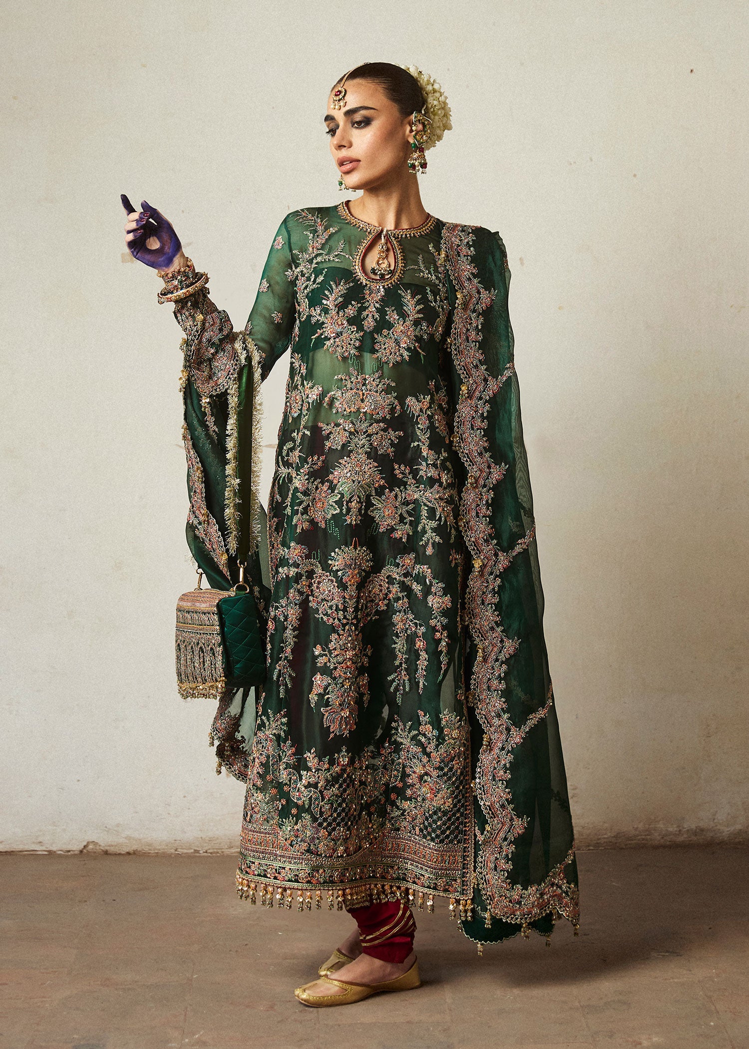 Libasco Hussain Rehar 3 Piece Custom Stitched Suit - Green - LB288327