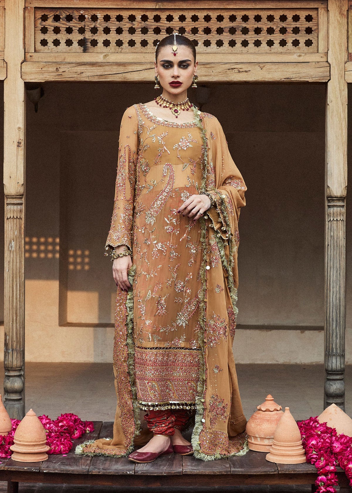 Libasco Hussain Rehar 3 Piece Custom Stitched Suit - Beige - LB288324