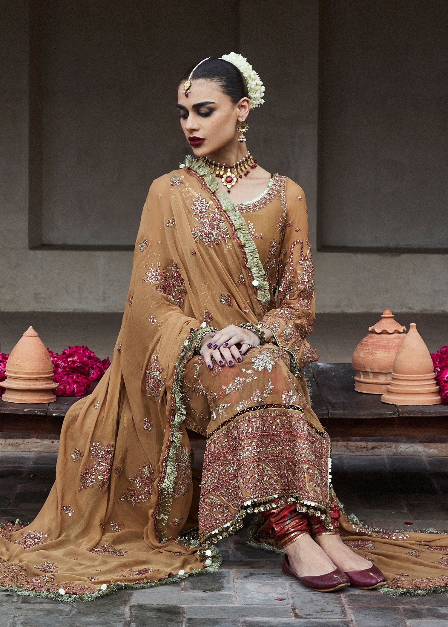 Hussain Rehar 3 Piece Custom Stitched Suit - Beige - LB288324