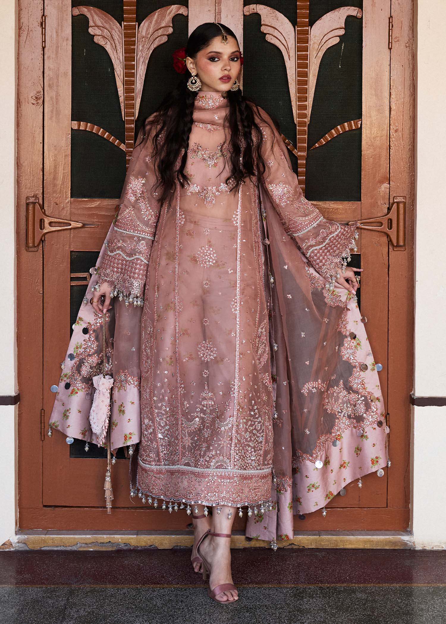 Hussain Rehar 3 Piece Custom Stitched Suit - Pink - LB29336