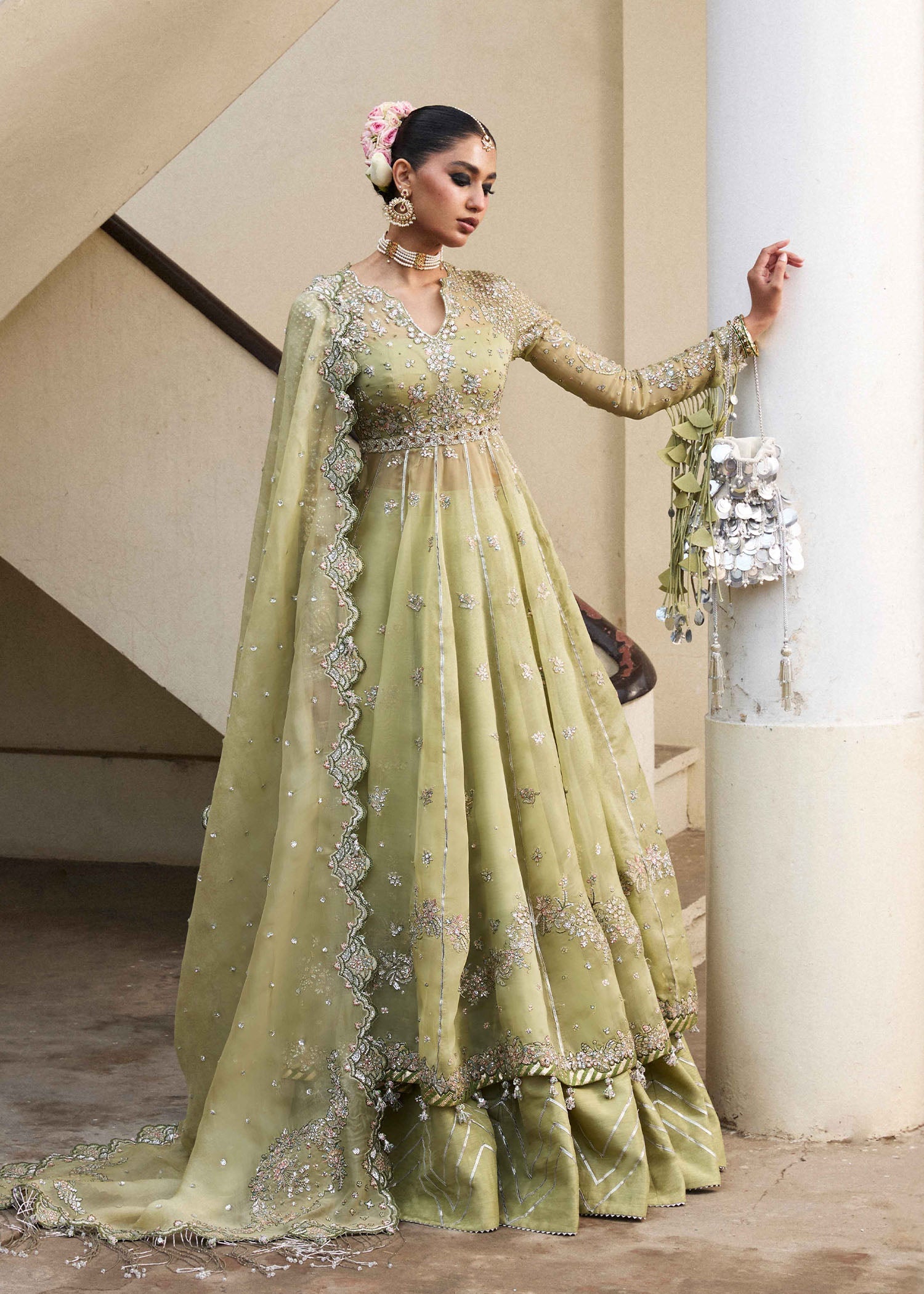 Hussain Rehar 3 Piece Custom Stitched Suit - Green - LB29331