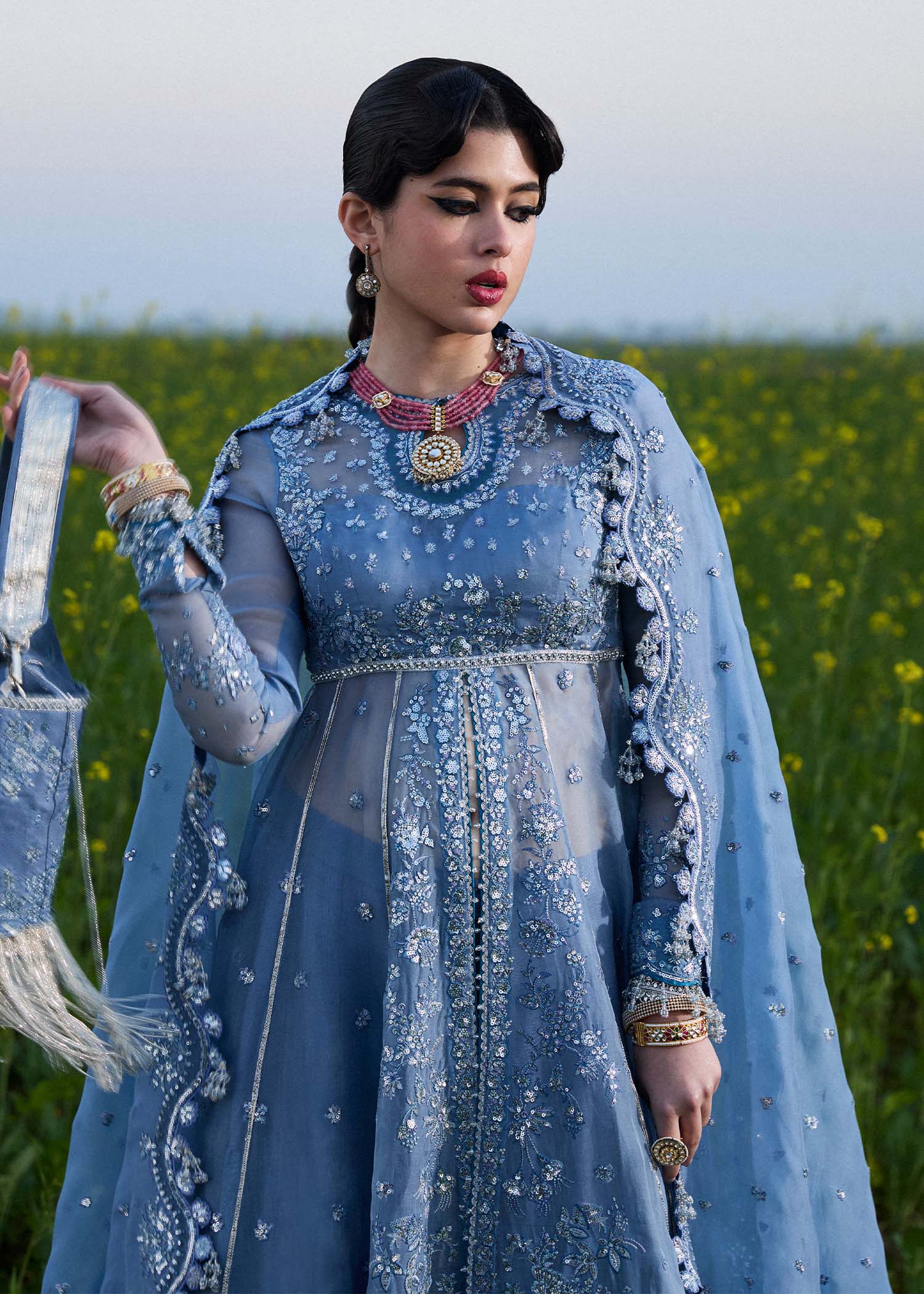 Hussain Rehar 3 Piece Custom Stitched Suit - Blue - LB29335