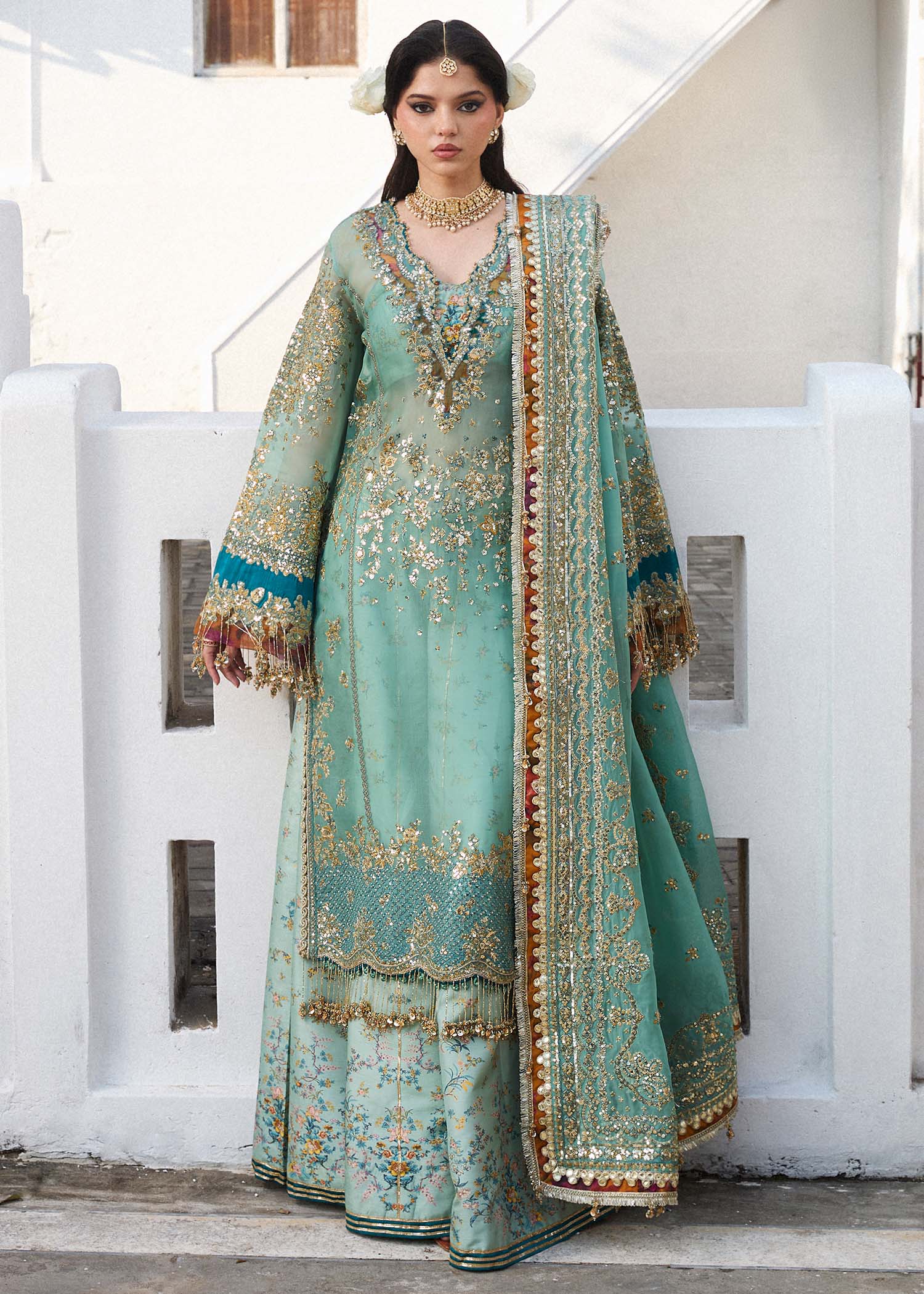 Hussain Rehar 3 Piece Custom Stitched Suit - Green - LB29340