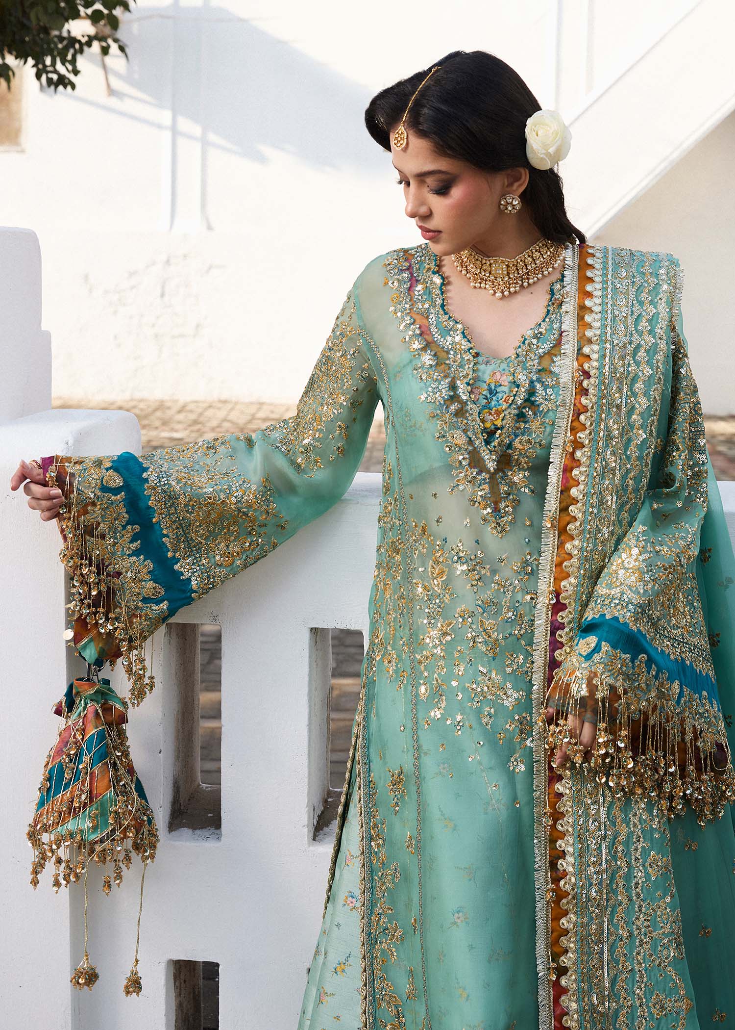 Hussain Rehar 3 Piece Custom Stitched Suit - Green - LB29340