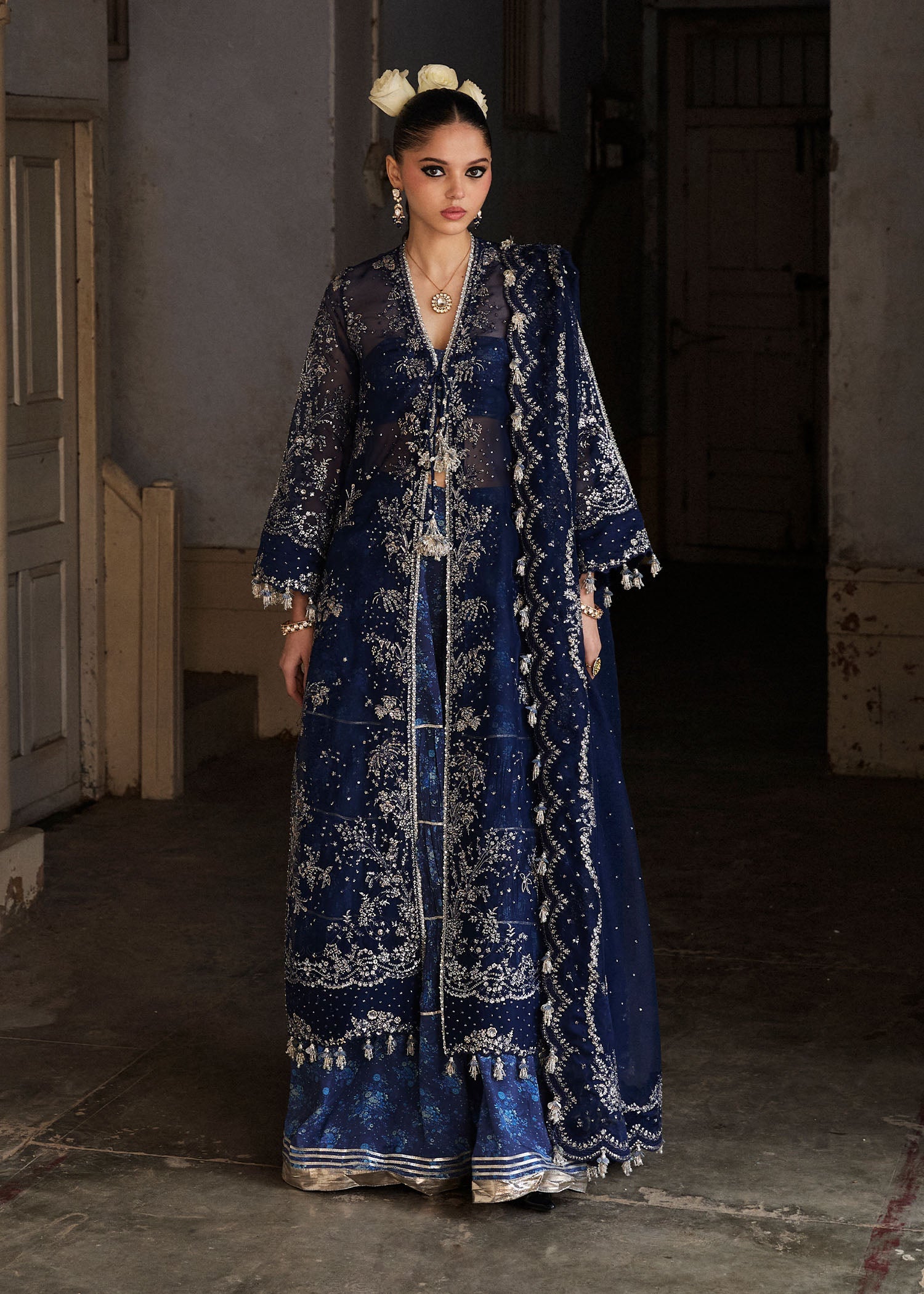 Hussain Rehar 3 Piece Custom Stitched Suit - Blue - LB29337