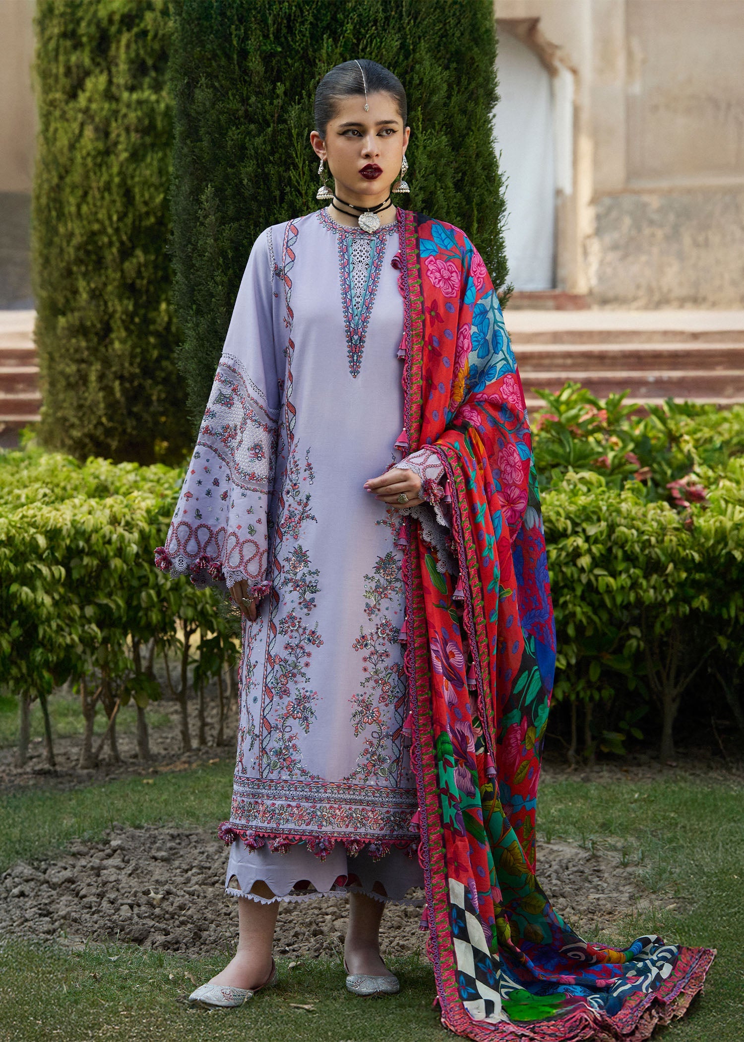 Hussain Rehar 3 Piece Custom Stitched Suit - Purple - LB30331