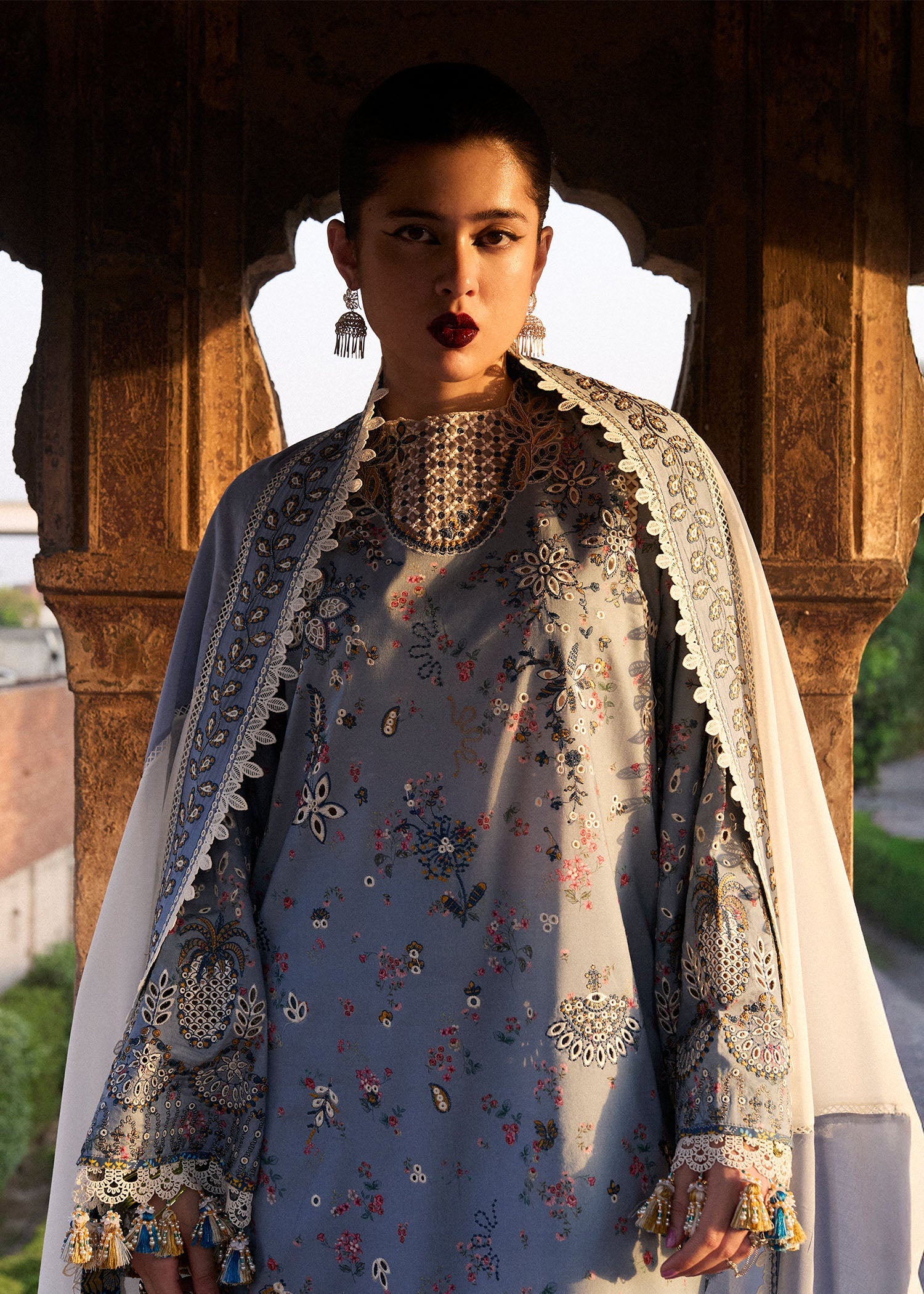 Hussain Rehar 3 Piece Custom Stitched Suit - Blue - LB30324