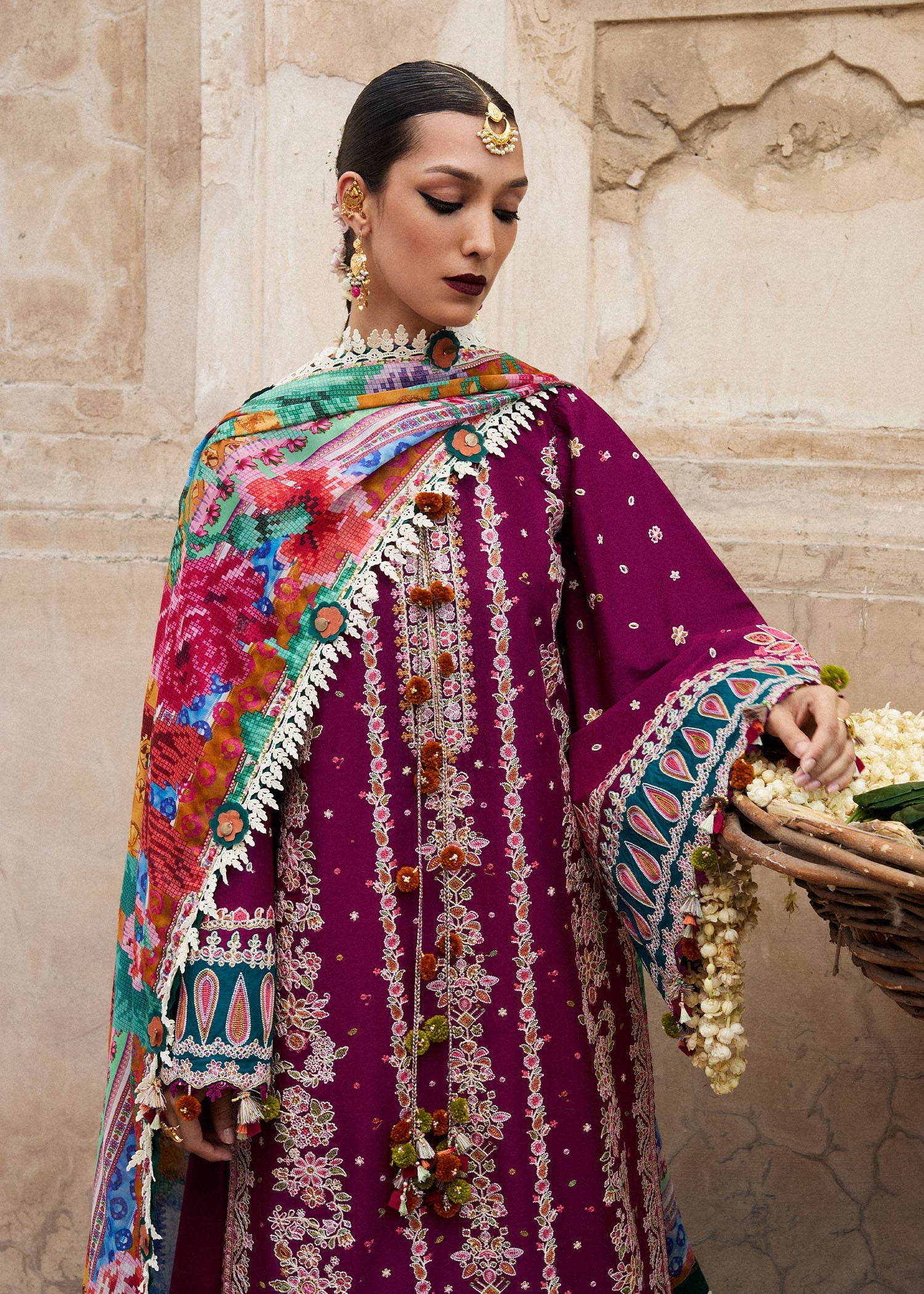 Hussain Rehar 3 Piece Custom Stitched Suit - Purple - LB30326