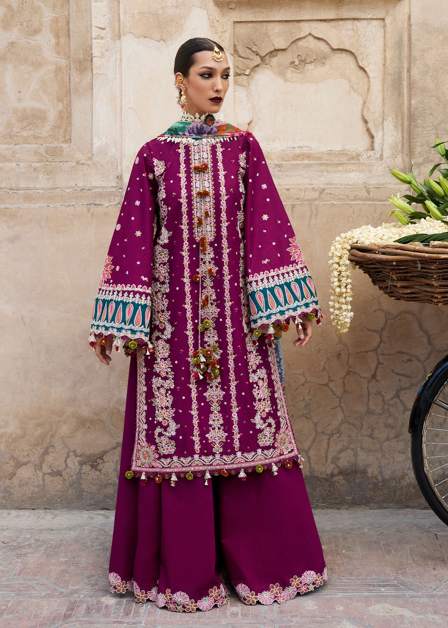 Hussain Rehar 3 Piece Custom Stitched Suit - Purple - LB30326