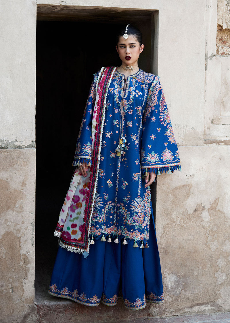 Hussain Rehar 3 Piece Custom Stitched Suit - Blue - LB30328