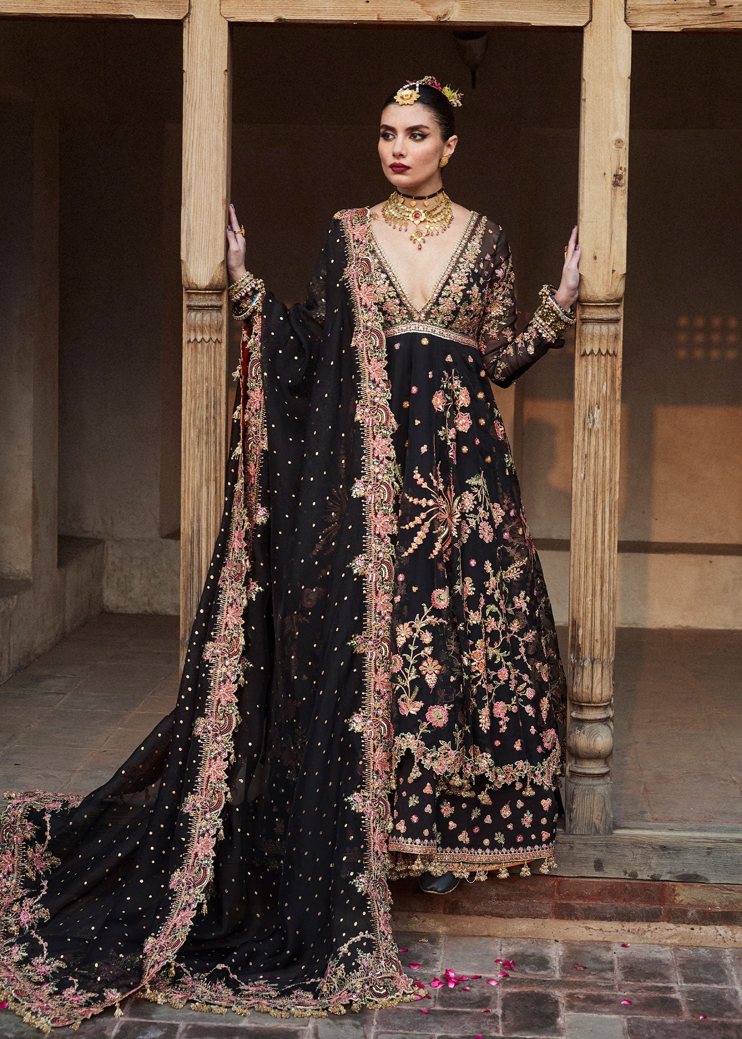 Libasco Hussain Rehar 3 Piece Custom Stitched Suit - Black - LB288325