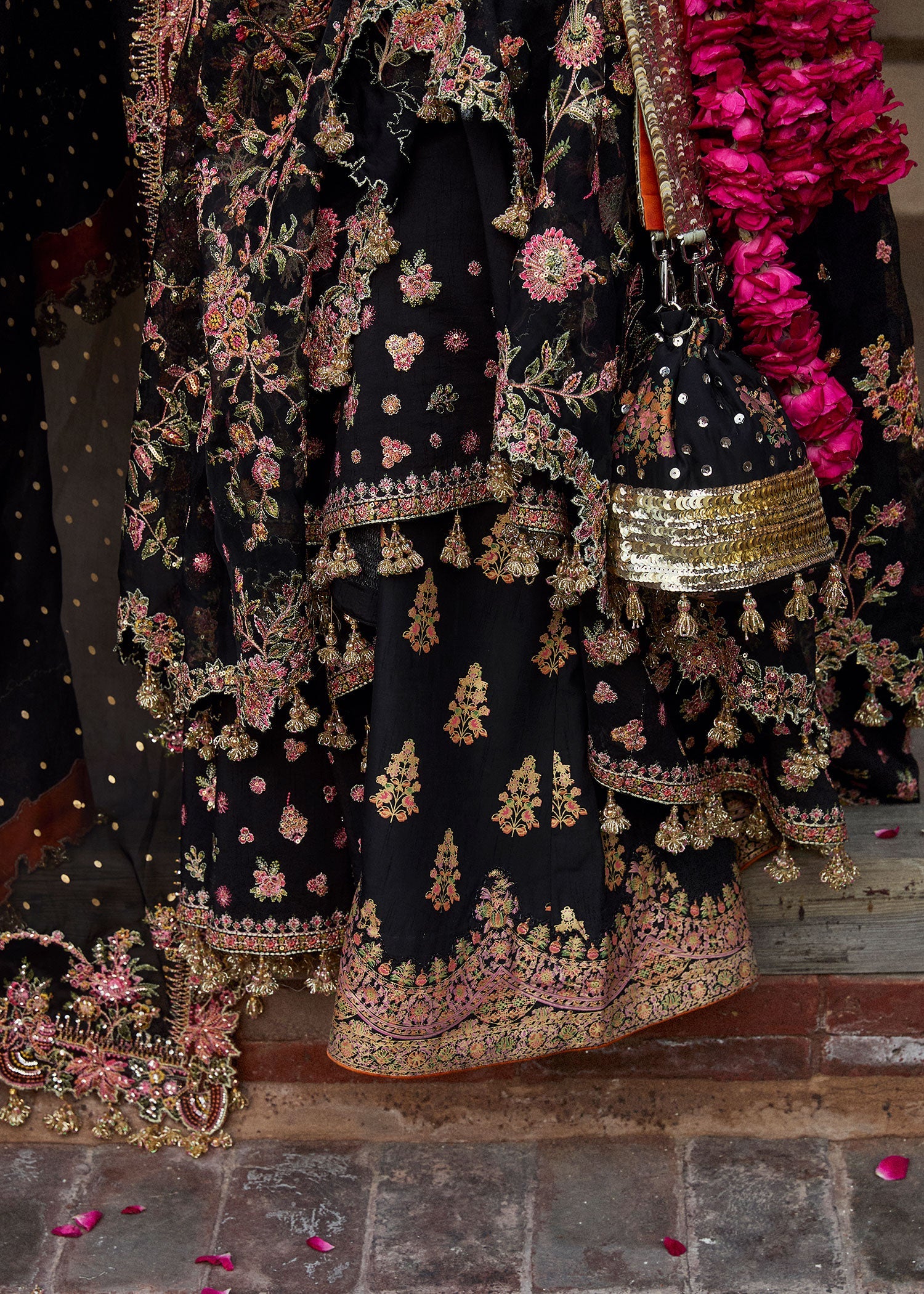 Hussain Rehar 3 Piece Custom Stitched Suit - Black - LB288325