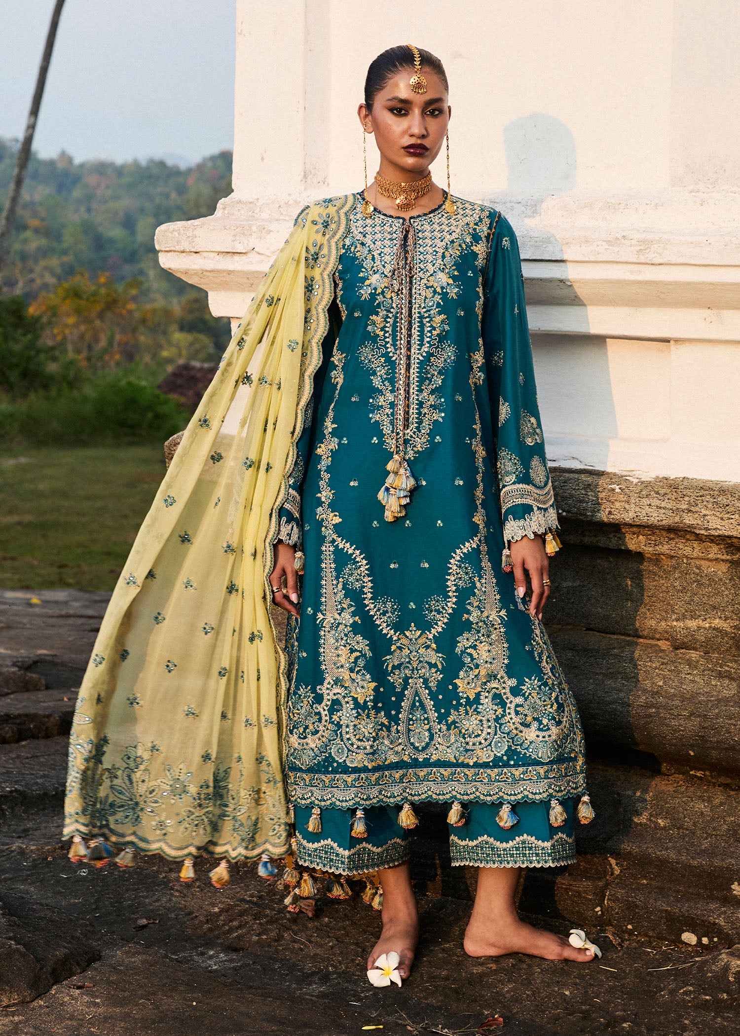 Hussain Rehar 3 Piece Custom Stitched Suit - Blue - LB29772