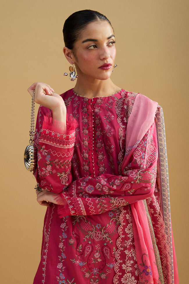 Zara Shahjahan 3 Piece Custom Stitched Suit - Pink - LB29658