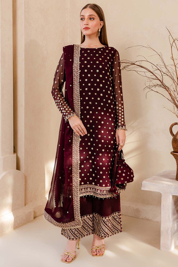 Farasha 3 Piece Custom Stitched Suit - Maroon - LB287459