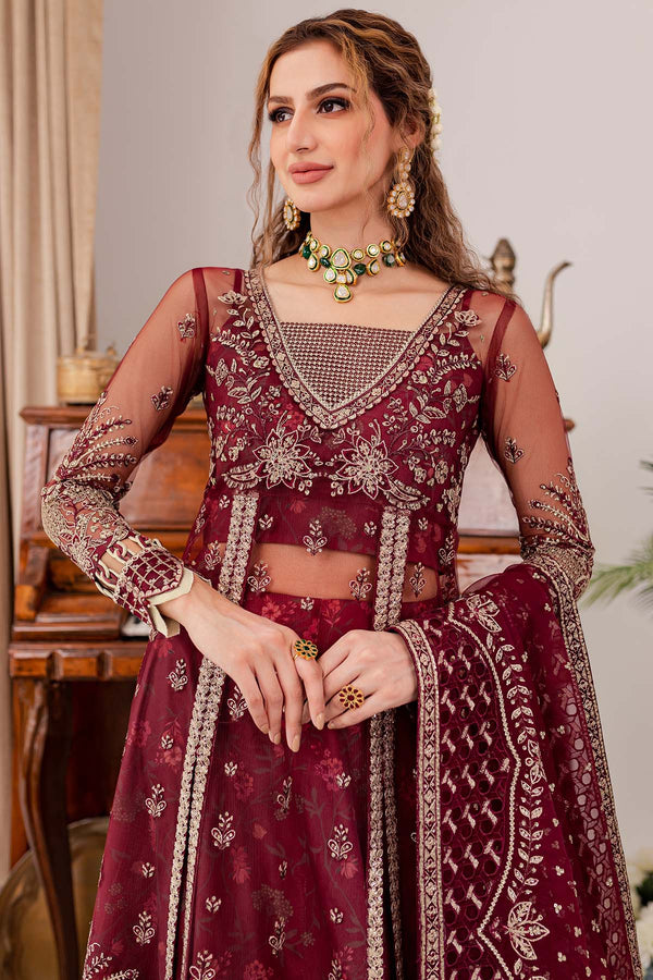 Farasha 3 Piece Custom Stitched Suit - Maroon - LB287455