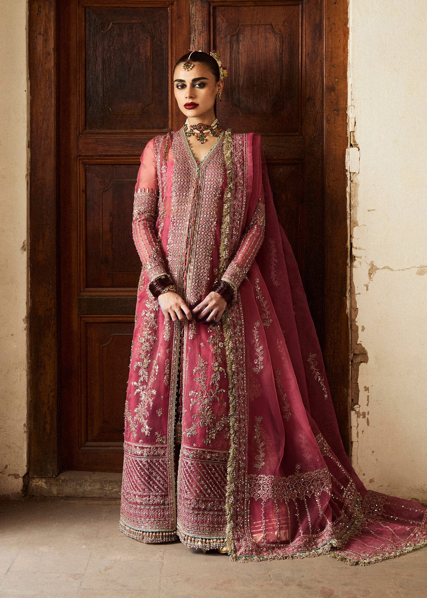 Libasco Hussain Rehar 3 Piece Custom Stitched Suit - Pink - LB288330