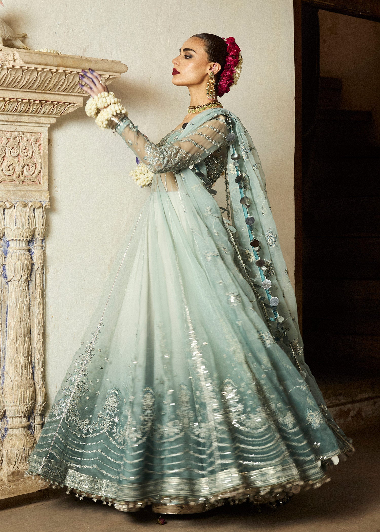 Hussain Rehar 3 Piece Custom Stitched Suit - Blue - LB288326