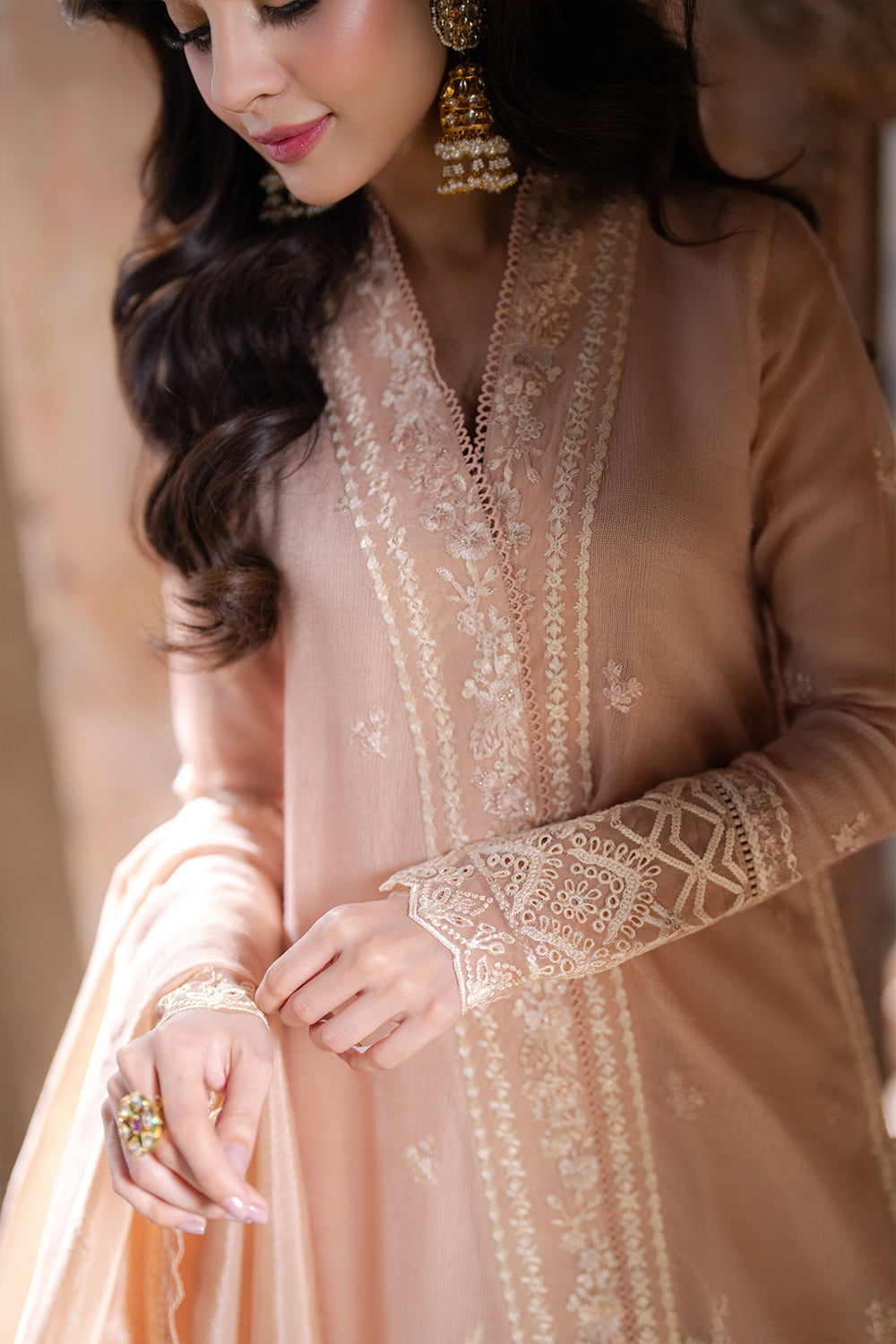 Azure 3 Piece Custom Stitched Suit - Beige - LB289326