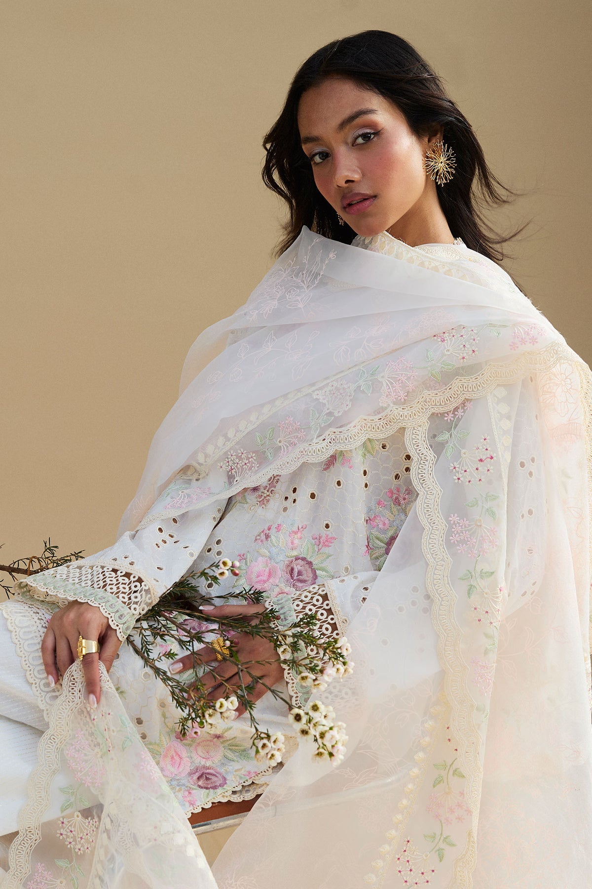 Zara Shahjahan 3 Piece Custom Stitched Suit - Off-White - LB29662