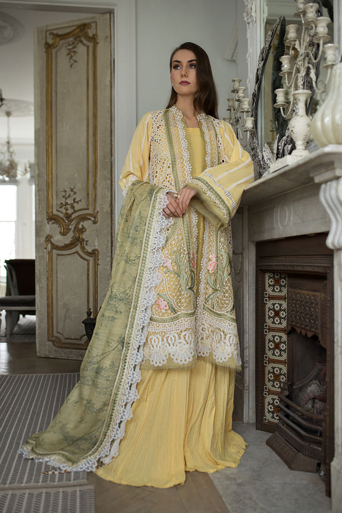 Sobia Nazir 3 Piece Custom Stitched Suit - Yellow - LB286504