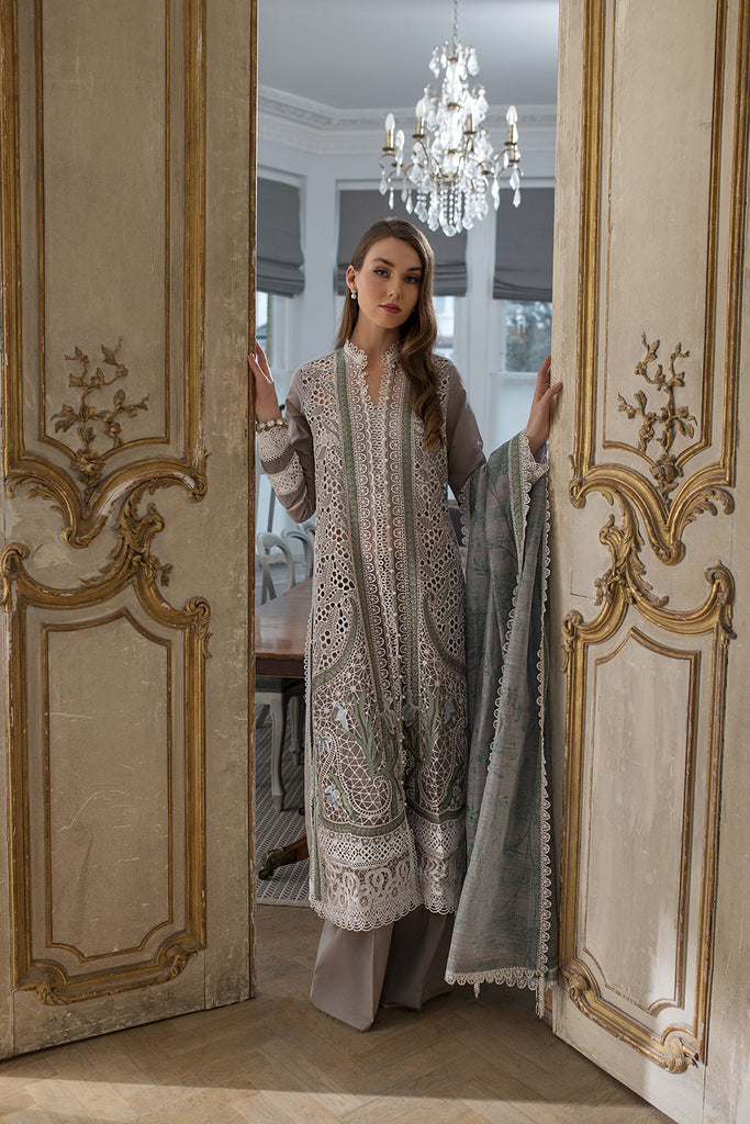 Sobia Nazir 3 Piece Custom Stitched Suit - Gray - LB286505