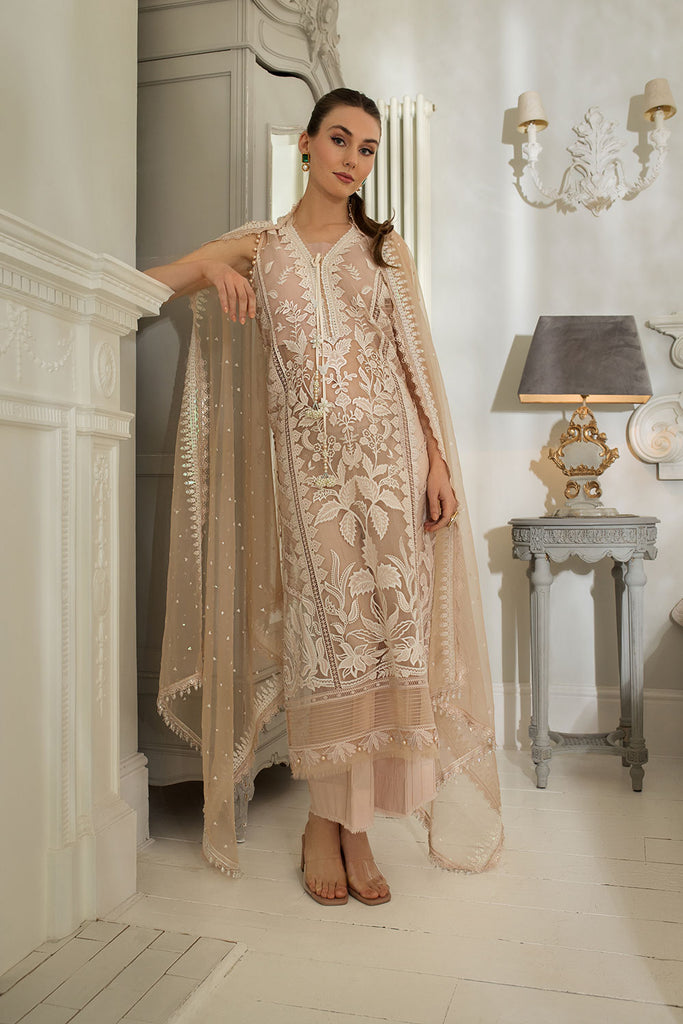 Sobia Nazir 3 Piece Custom Stitched Suit - Beige - LB286507