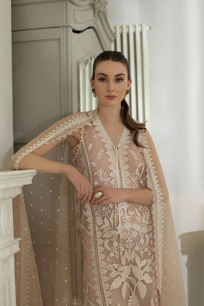 Sobia Nazir 3 Piece Custom Stitched Suit - Beige - LB286507