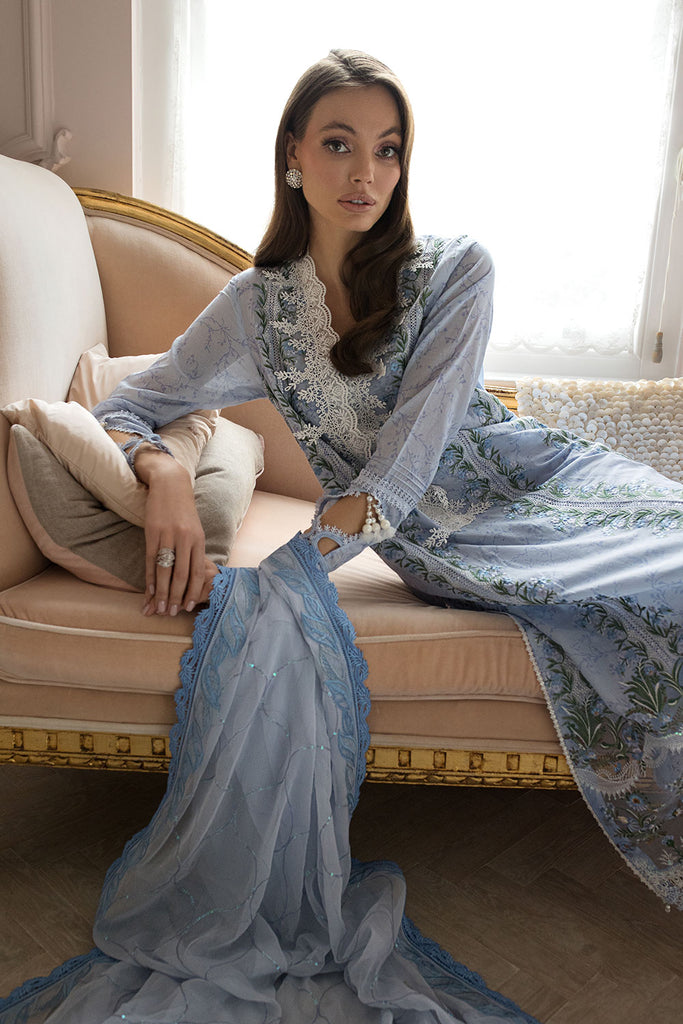 Sobia Nazir 3 Piece Custom Stitched Suit - Blue - LB286511