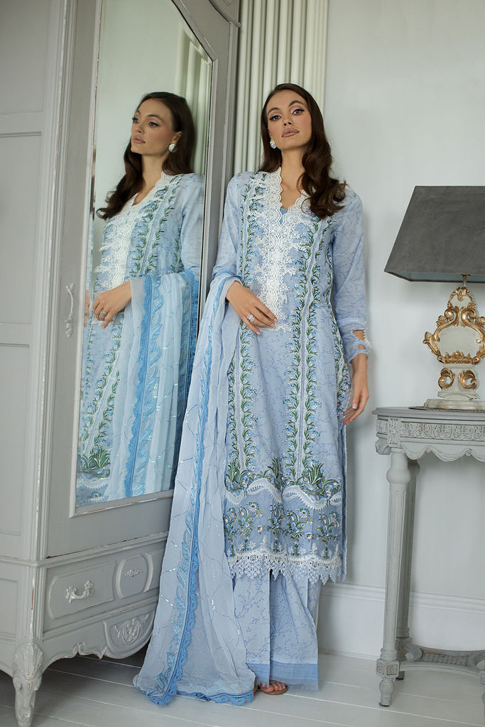 Sobia Nazir 3 Piece Custom Stitched Suit - Blue - LB286511