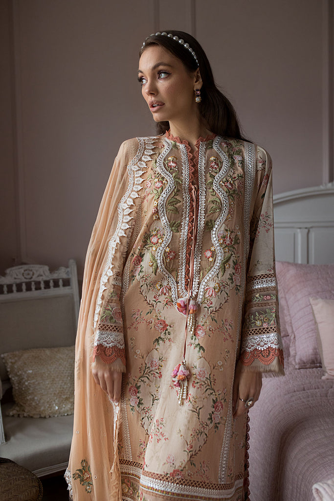 Sobia Nazir 3 Piece Custom Stitched Suit - Beige - LB286513