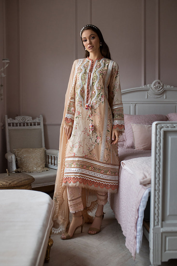 Sobia Nazir 3 Piece Custom Stitched Suit - Beige - LB286513