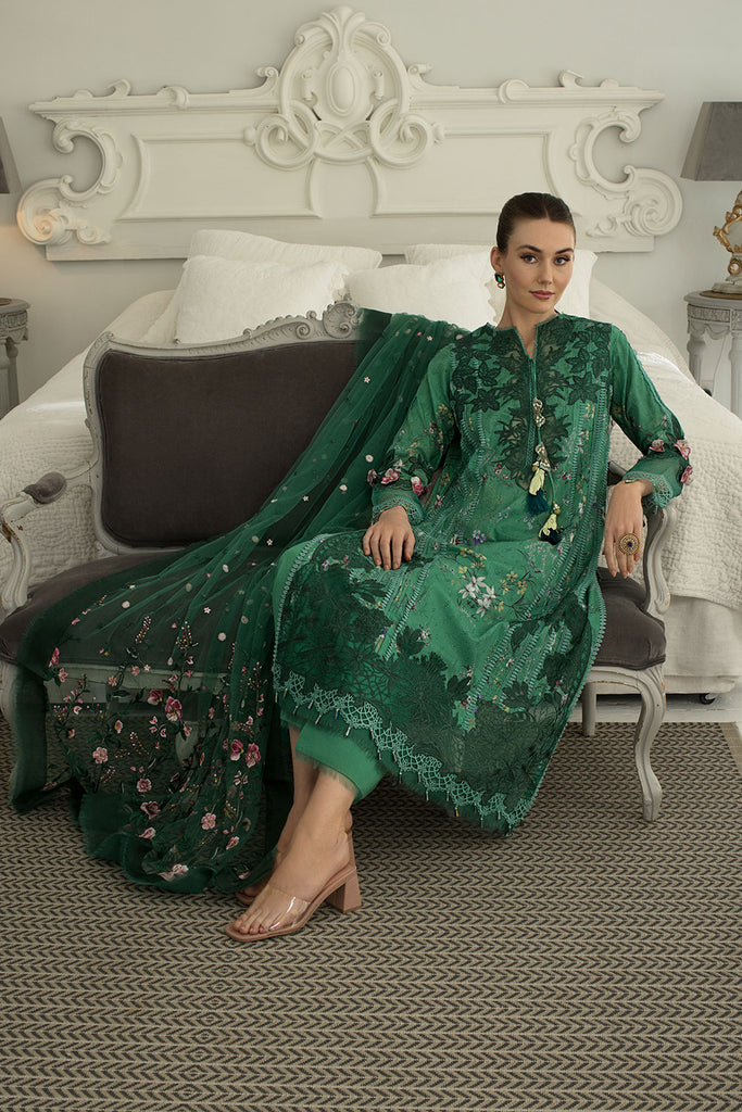 Sobia Nazir 3 Piece Custom Stitched Suit - Green - LB286521