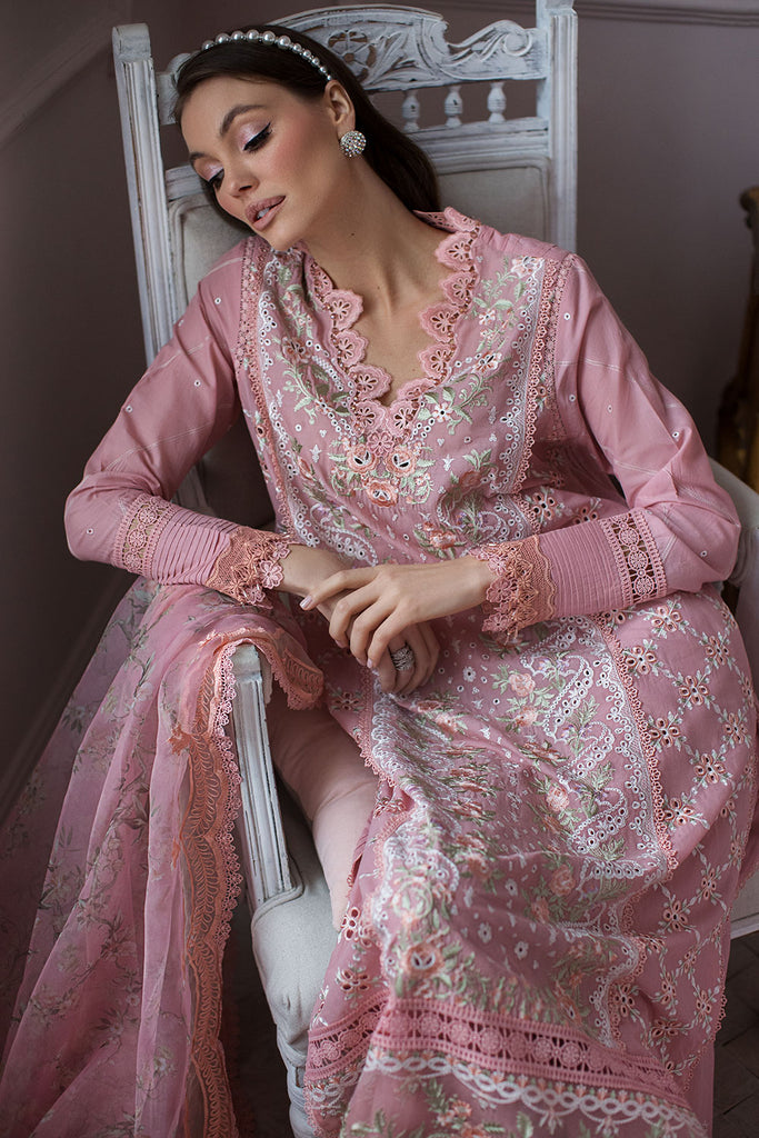 Sobia Nazir 3 Piece Custom Stitched Suit - Pink - LB286509