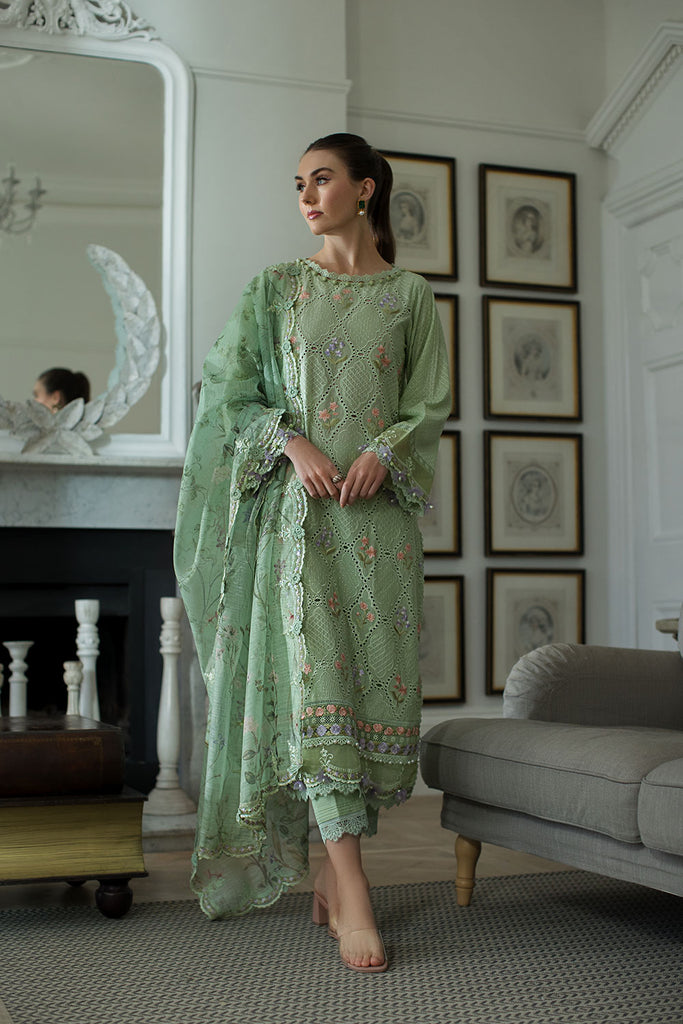 Sobia Nazir 3 Piece Custom Stitched Suit - Green - LB286514