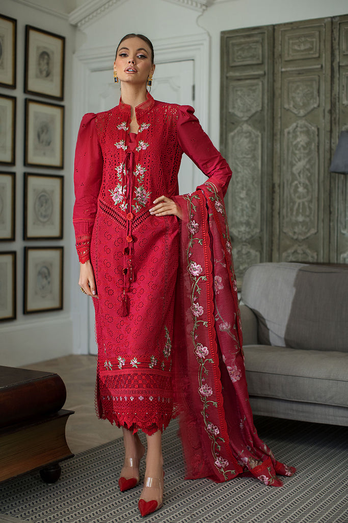 Sobia Nazir 3 Piece Custom Stitched Suit - Red - LB286518