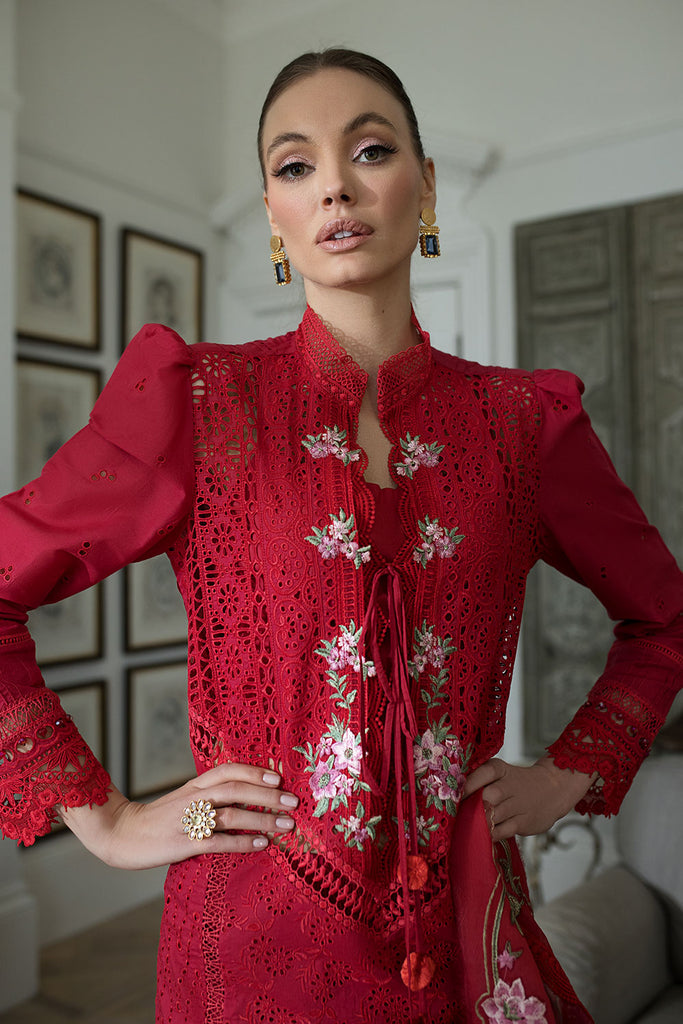 Sobia Nazir 3 Piece Custom Stitched Suit - Red - LB286518