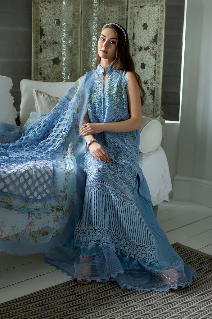 Sobia Nazir 3 Piece Custom Stitched Suit - Blue - LB286503