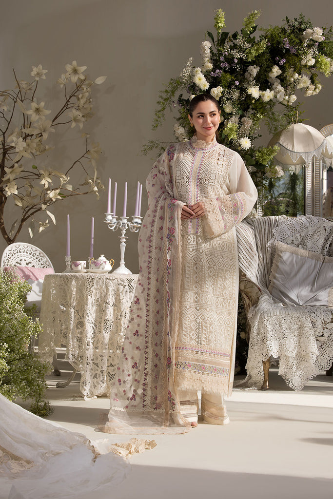 Sobia Nazir 3 Piece Custom Stitched Suit - Off-White - LB29366