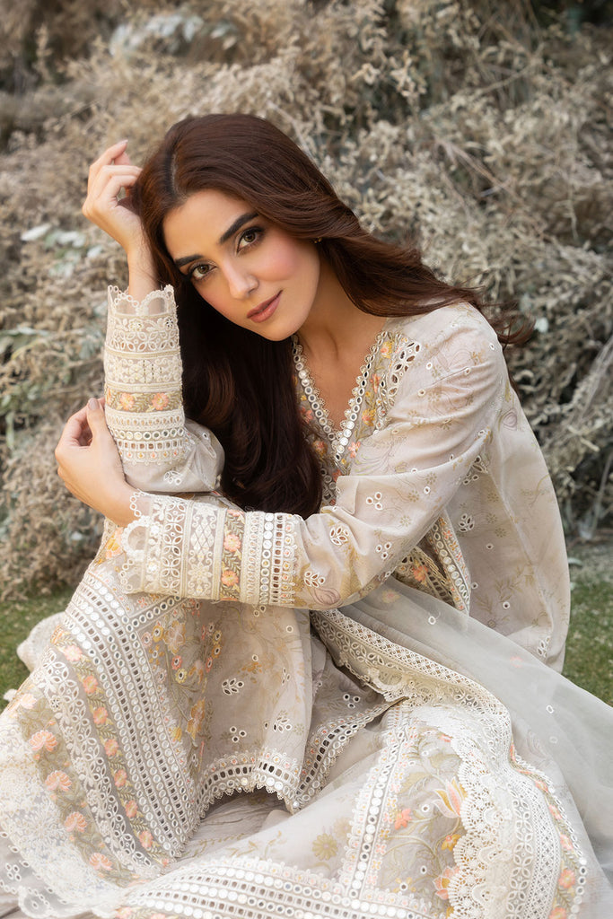 Sobia Nazir 3 Piece Custom Stitched Suit - Beige - LB29369