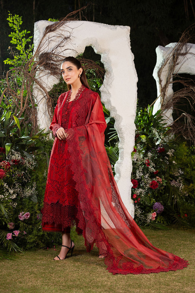 Sobia Nazir 3 Piece Custom Stitched Suit - Red - LB29349